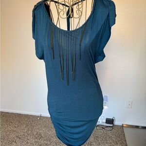 Soul Revival Blue Asymmetrical Sleeveless Mini Dress